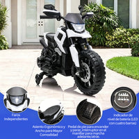 Garvee Moto Eléctrica Infantil 6V Batería 4Ah 3 Velocidades Ruedas de Apoyo Desmontables Faros LED y Música para Niños de 3 a 6 Años 25 kg Blanco