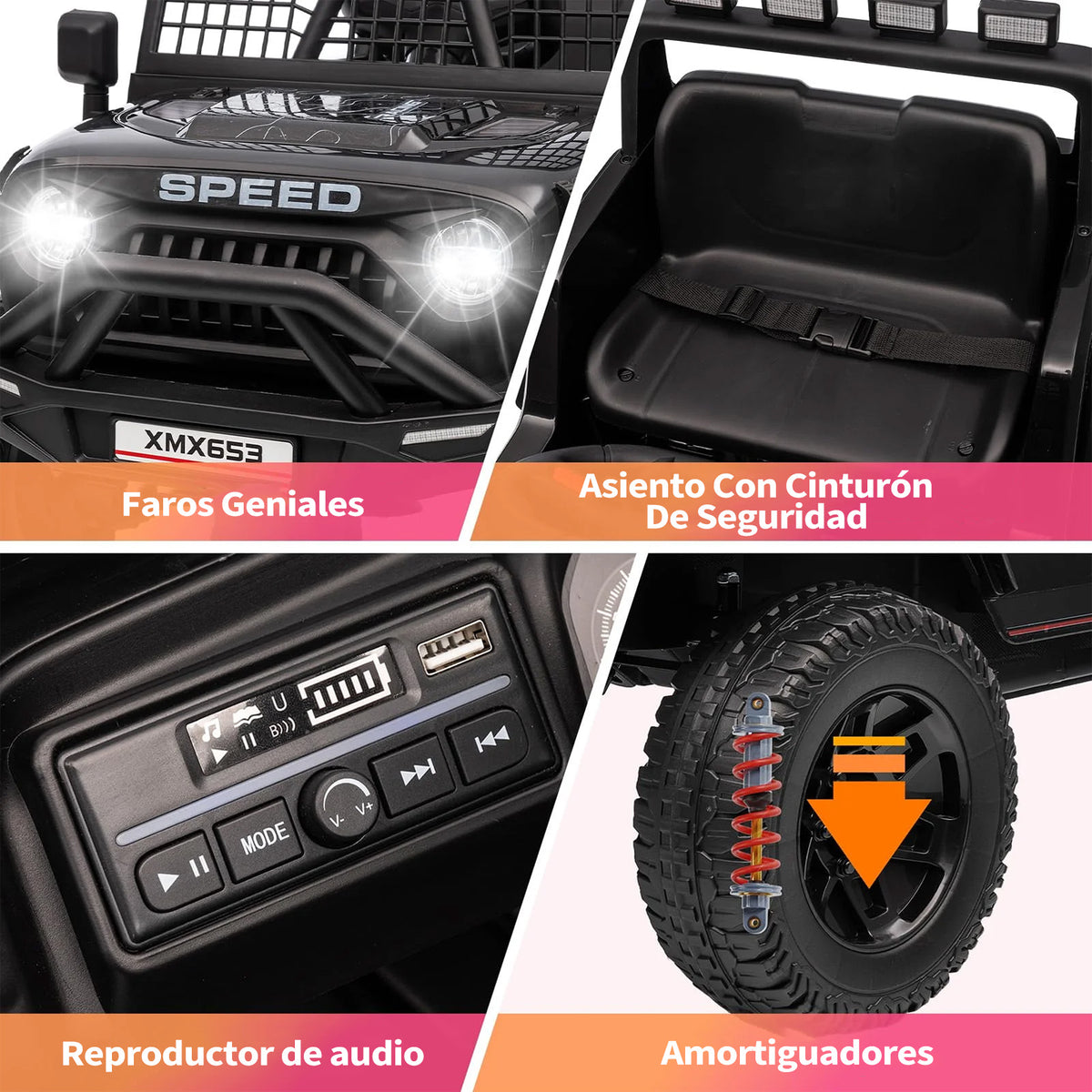 Garvee Quad Eléctrico Infantil 12V con Mando a Distancia Doble Motor y Ruedas Todoterreno para Niños de 3 a 6 Años Negro