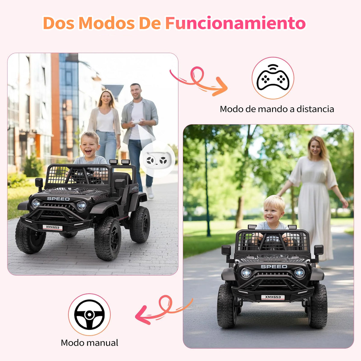 Garvee Quad Eléctrico Infantil 12V con Mando a Distancia Doble Motor y Ruedas Todoterreno para Niños de 3 a 6 Años Negro