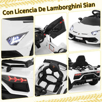 Garvee Coche Eléctrico Infantil 12V, Coche de Batería para Niños con Doble Motor, Puertas Hidráulicas, Mando a Distancia 2.4G y Luces LED, Blanco