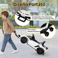 Garvee Coche Eléctrico Infantil 12V, Coche de Batería para Niños con Doble Motor, Puertas Hidráulicas, Mando a Distancia 2.4G y Luces LED, Blanco