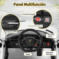 Garvee Coche Eléctrico Infantil 12V, Coche de Batería para Niños con Doble Motor, Puertas Hidráulicas, Mando a Distancia 2.4G y Luces LED, Blanco