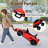 Garvee Coche Eléctrico Infantil 12V, Coche de Batería para Niños con Doble Motor, Puertas Hidráulicas, Mando a Distancia 2.4G y Luces LED, Rojo