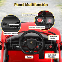 Garvee Coche Eléctrico Infantil 12V, Coche de Batería para Niños con Doble Motor, Puertas Hidráulicas, Mando a Distancia 2.4G y Luces LED, Rojo