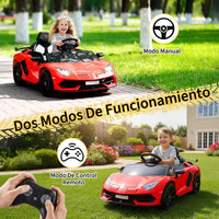 Garvee Coche Eléctrico Infantil 12V, Coche de Batería para Niños con Doble Motor, Puertas Hidráulicas, Mando a Distancia 2.4G y Luces LED, Rojo