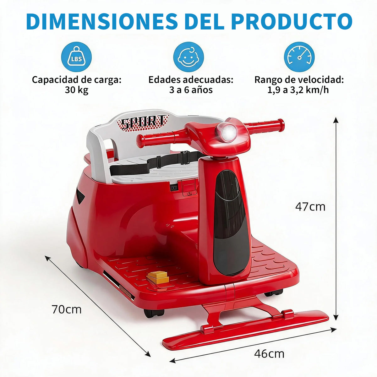 Garvee Vehículo Eléctrico Infantil 12V 4.5AH de PP, Función 2 en 1 con Mopa Extraíble, Control Remoto Parental 2,4G, Batería Longway, Estándar EU, Rojo