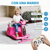 Garvee Coche Eléctrico Infantil 12V 4.5AH de PP, Función 2 en 1 con Mopa Desmontable, Control Parental 2,4G, Estándar EU, para Suelos Lisos, Rosa
