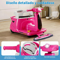 Garvee Coche Eléctrico Infantil 12V 4.5AH de PP, Función 2 en 1 con Mopa Desmontable, Control Parental 2,4G, Estándar EU, para Suelos Lisos, Rosa