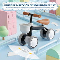 Garvee Bicicleta de Equilibrio para Bebé sin Pedales, Estructura de PP y Acero con Cesta Extraíble, 4 Ruedas Estables y Montaje sin Herramientas, Negro