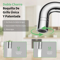 Garvee Grifo de Cocina Plegable Acero Inoxidable 304, Caño Abatible 60 cm Ideal para Ventanas, Mezclador Agua Fría y Caliente, Acabado Cromado