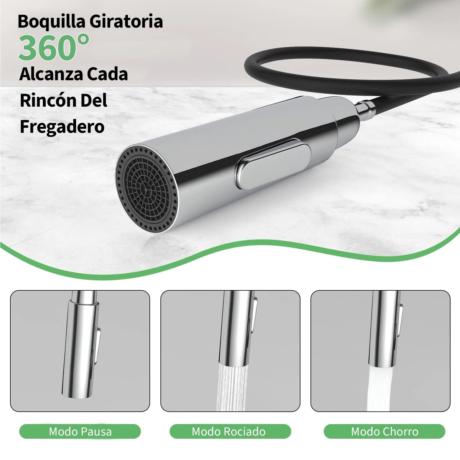 Garvee Grifo de Cocina Plegable en Latón Cepillado Dorado 60cm, 2 Modos de Chorro, Regulación Frío-Calor, Tubos de Entrada Norma Europea G3/8