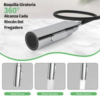 Garvee Grifo de Cocina Plegable en Latón Cepillado Dorado 60cm, 2 Modos de Chorro, Regulación Frío-Calor, Tubos de Entrada Norma Europea G3/8