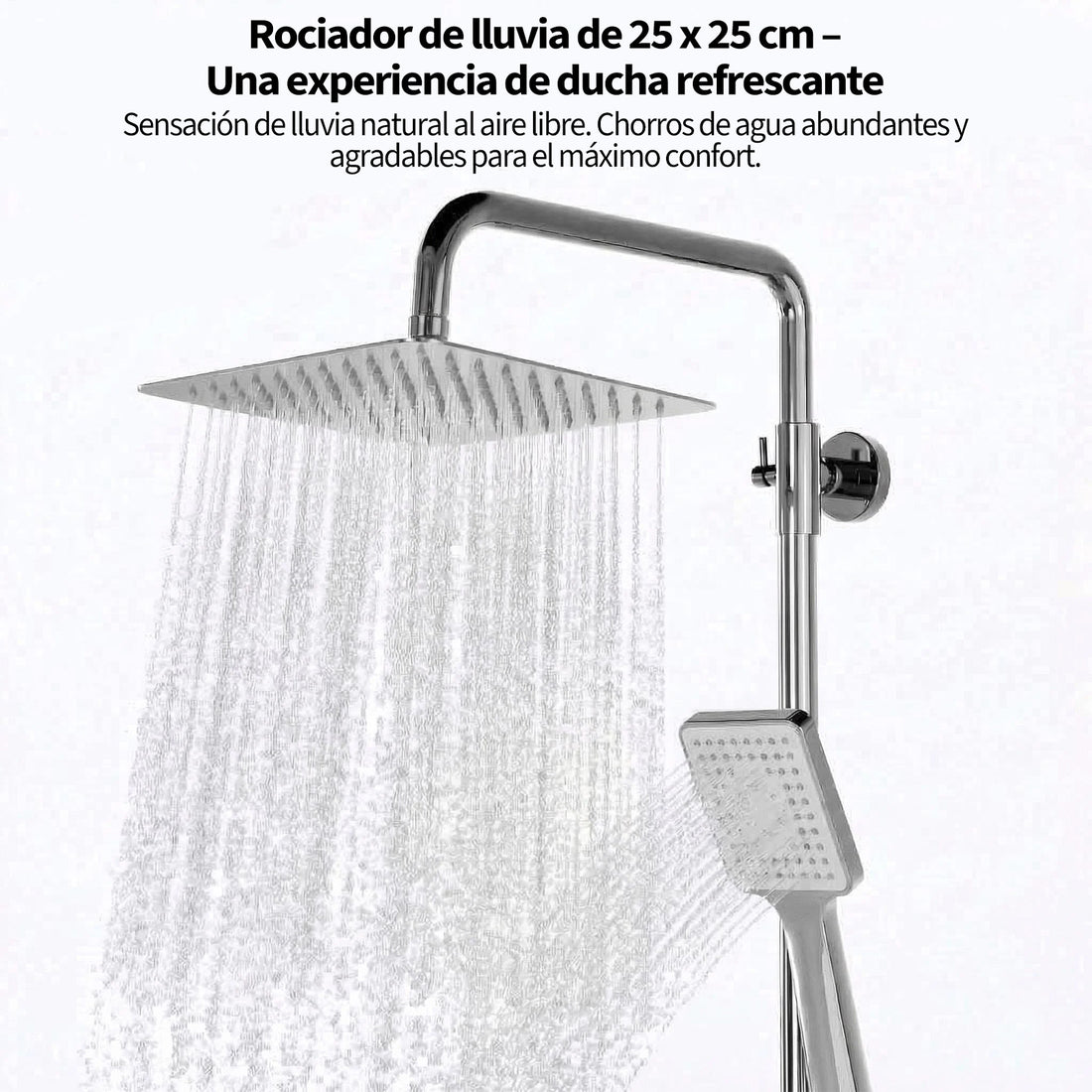 Garvee Juego de Ducha Completo de Acero Inoxidable de 25x25 cm con Termostato Seguro, Sistema de Ducha de Lluvia XXL para Cuarto de Baño Moderno, Cromado