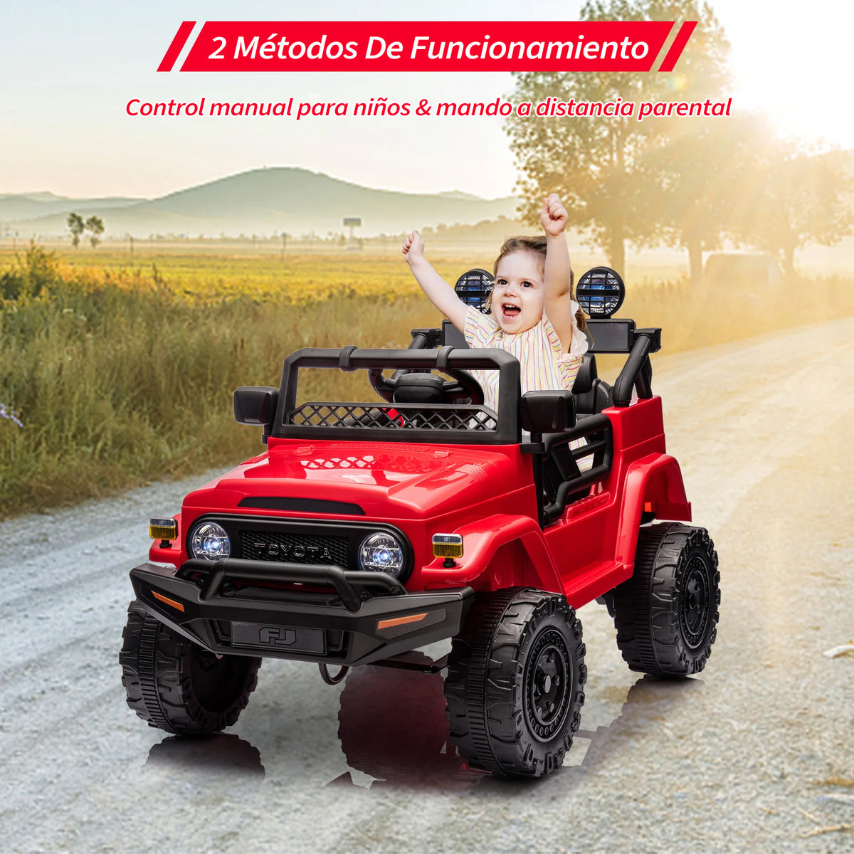 Garvee Coche Eléctrico Infantil Jeep 12V 7Ah con Licencia Oficial Control Remoto y Doble Motor para Niños a Partir de 3 Años Rojo