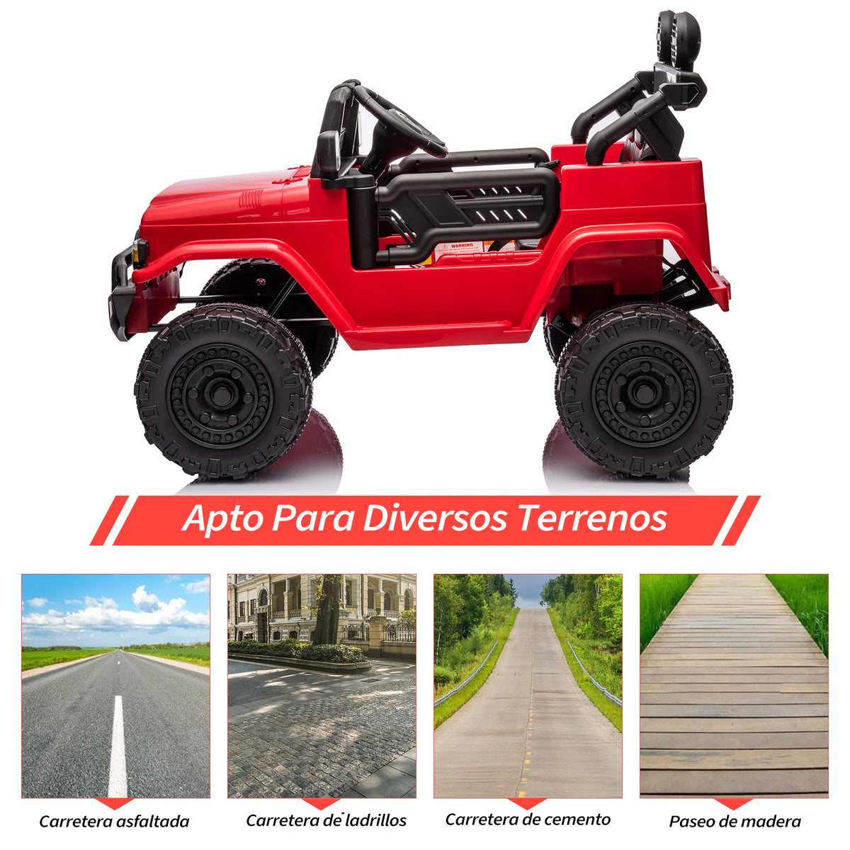 Garvee Coche Eléctrico Infantil Jeep 12V 7Ah con Licencia Oficial Control Remoto y Doble Motor para Niños a Partir de 3 Años Rojo