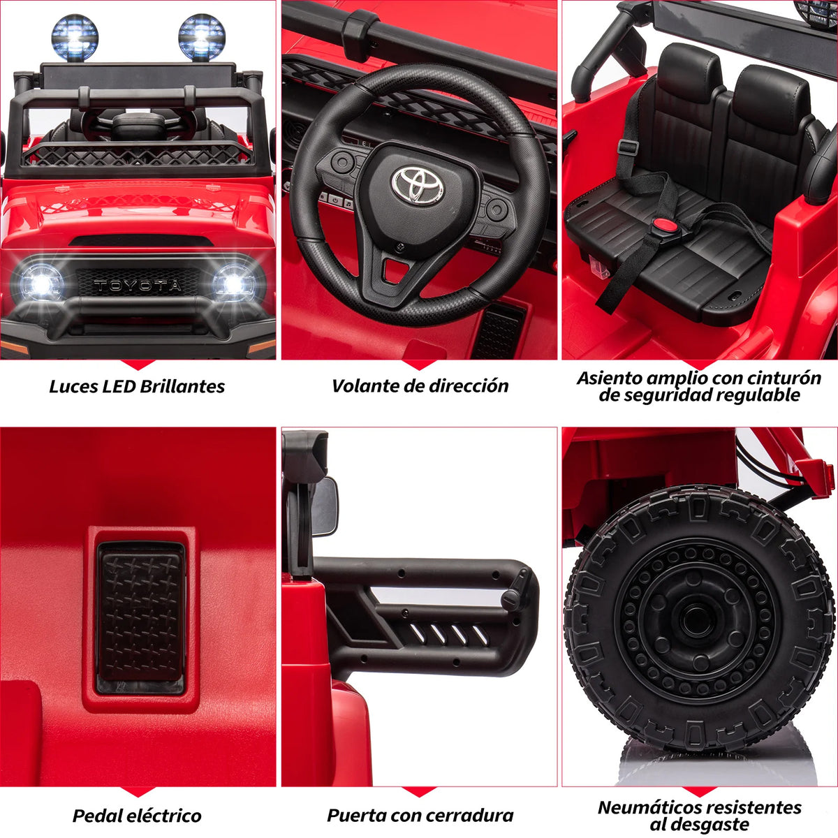 Garvee Coche Eléctrico Infantil Jeep 12V 7Ah con Licencia Oficial Control Remoto y Doble Motor para Niños a Partir de 3 Años Rojo