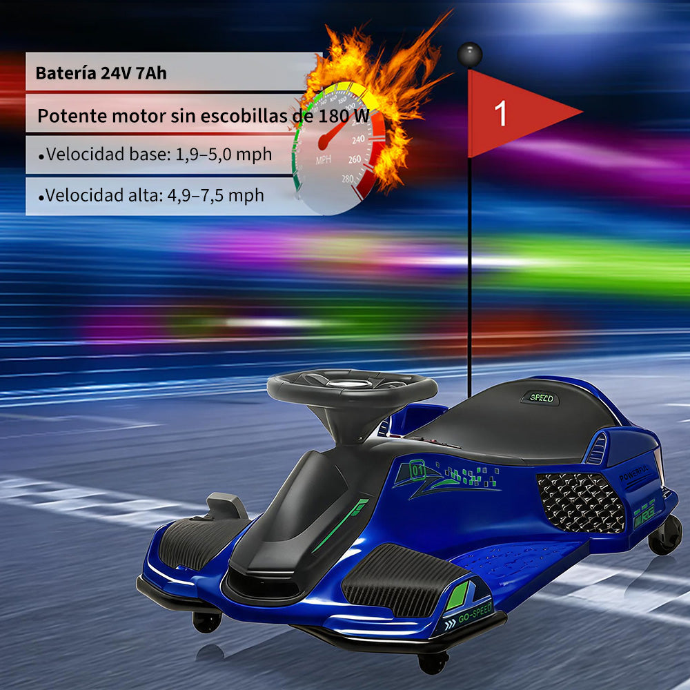 Garvee Coche de Carreras Eléctrico Infantil de 24V de PP Motor Sin Escobillas de 180W Alta Velocidad Estándar EU Azul