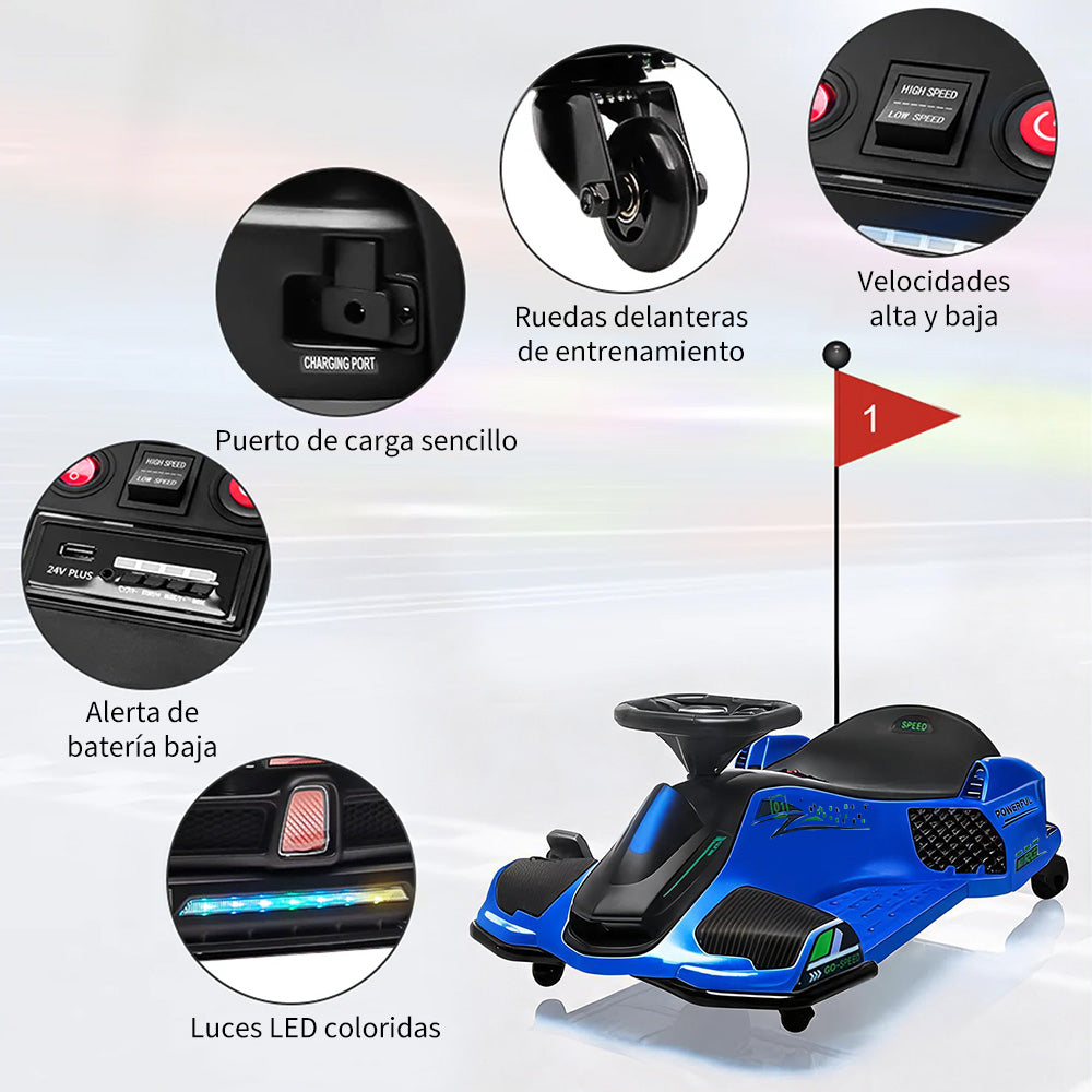 Garvee Coche de Carreras Eléctrico Infantil de 24V de PP Motor Sin Escobillas de 180W Alta Velocidad Estándar EU Azul