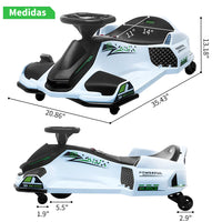 Garvee Kart Eléctrico Infantil de Derrape de 24V de PP Motor Sin Escobillas de 180W Alta Velocidad Estándar EU Blanco