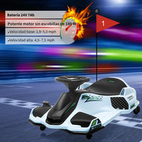 Garvee Kart Eléctrico Infantil de Derrape de 24V de PP Motor Sin Escobillas de 180W Alta Velocidad Estándar EU Blanco