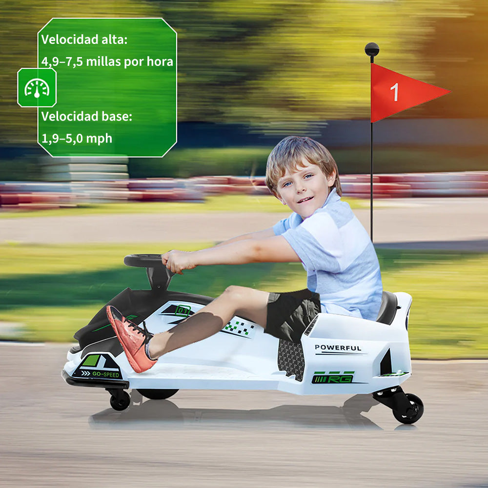 Garvee Kart Eléctrico Infantil de Derrape de 24V de PP Motor Sin Escobillas de 180W Alta Velocidad Estándar EU Blanco