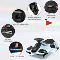 Garvee Kart Eléctrico Infantil de Derrape de 24V de PP Motor Sin Escobillas de 180W Alta Velocidad Estándar EU Blanco