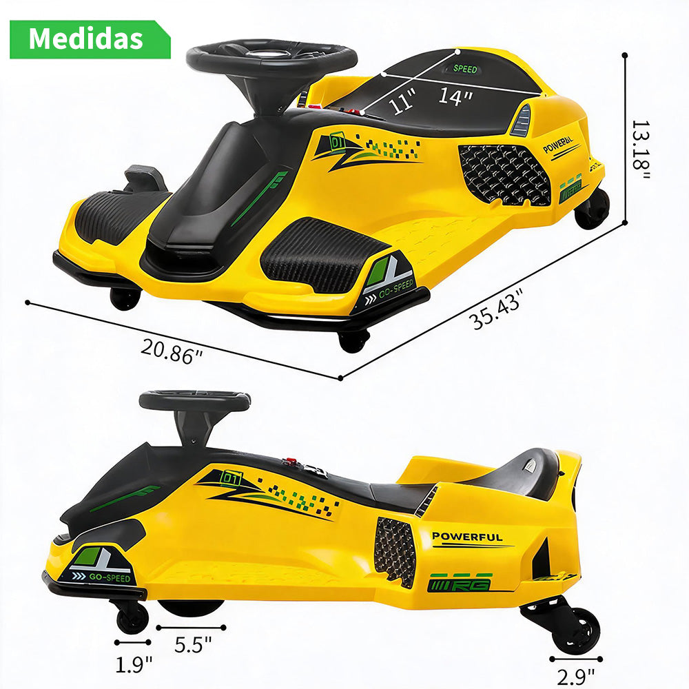 Garvee Kart Eléctrico para Niños de 24V con Motor Brushless y Luces LED para Derrape en Pista