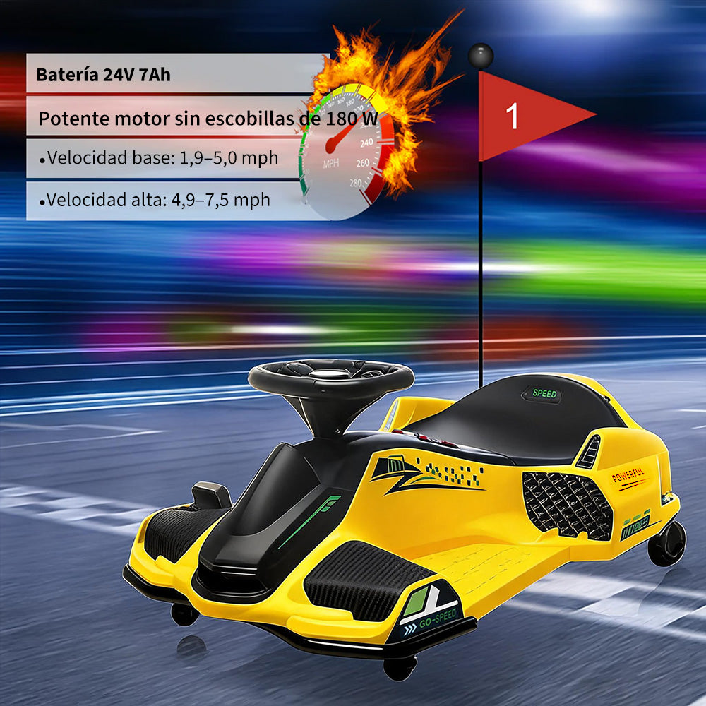 Garvee Kart Eléctrico para Niños de 24V con Motor Brushless y Luces LED para Derrape en Pista