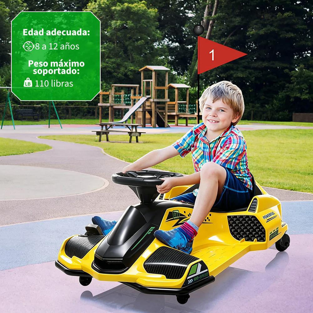 Garvee Kart Eléctrico para Niños de 24V con Motor Brushless y Luces LED para Derrape en Pista