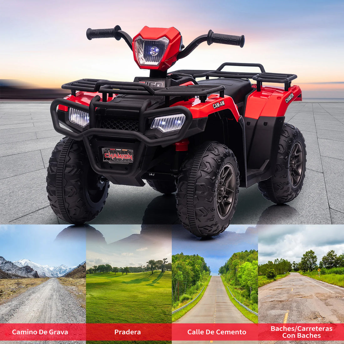 Garvee ATV Eléctrico para Niños de 12V con Motores Dobles de 30W Velocidad de 2 a 5 km/h y Dimensiones de 88x46x50 cm para Edades de 3 a 6 Años, Rojo