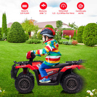 Garvee ATV Eléctrico para Niños de 12V con Motores Dobles de 30W Velocidad de 2 a 5 km/h y Dimensiones de 88x46x50 cm para Edades de 3 a 6 Años, Rojo