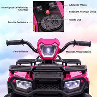 Garvee Quad Eléctrico Infantil de 12V con Conectividad Bluetooth y Velocidad de 2 a 5 km/h Moto de Batería para Niños de 3 a 6 Años de 88x46x50 cm, Rosa
