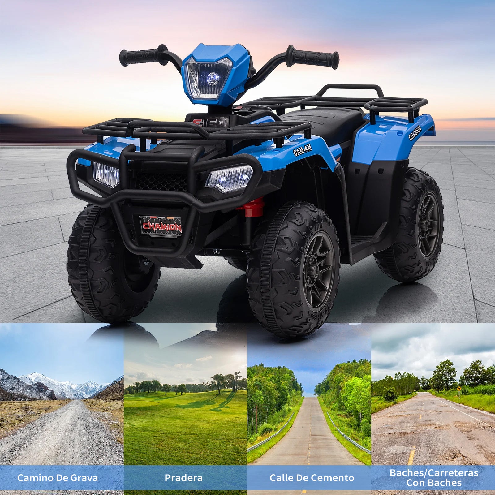 Garvee ATV Eléctrico Infantil de 12V con Doble Motor de 30W y Velocidad de 2 a 5 km/h Mini Quad para Niños de 3 a 6 Años, Azul