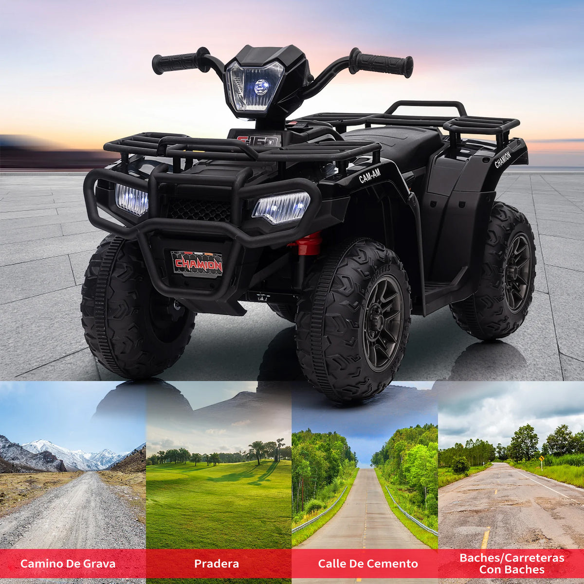 Garvee ATV Eléctrico para Niños de 12V con Motores Dobles de 30W Velocidad de 2 a 5 km/h y Dimensiones de 88x46x50 cm para Edades de 3 a 6 Años, Negro