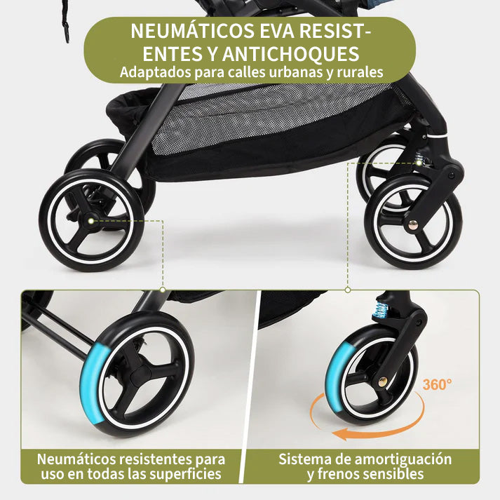 Garvee Cochecito De Bebé Ultraligero Y Compacto Con Asiento Reversible, Ruedas EVA, Plegable, Gris, Ideal Para Paseos Y Viajes
