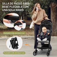 Garvee Cochecito De Bebé Ultraligero Y Compacto Con Asiento Reversible, Ruedas EVA, Plegable, Gris, Ideal Para Paseos Y Viajes
