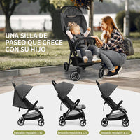 Garvee Cochecito De Bebé Ultraligero Y Compacto Con Asiento Reversible, Ruedas EVA, Plegable, Gris, Ideal Para Paseos Y Viajes