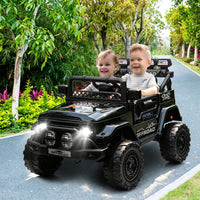 Garvee Coche Eléctrico para Niños 12V, Todoterreno Infantil con Control Remoto 2.4G, Doble Motor, Bluetooth, Luces LED y Suspensión, 3-6 Años, Negro
