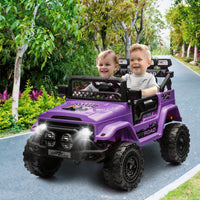 Garvee Coche Eléctrico Infantil 12V con Control Remoto y 3 Velocidades, Doble Motor, Bluetooth, Luces LED y Cinturones de Seguridad, para Niños de 3 a 6 Años, Morado