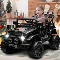 Garvee Coche Eléctrico para Niños 12V, Todoterreno Infantil con Control Remoto 2.4G, Doble Motor, Bluetooth, Luces LED y Suspensión, 3-6 Años, Negro