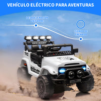 Garvee Coche a Batería 12V para Niños de 3 a 6 Años, Todoterreno Eléctrico con Mando a Distancia Parental, Reproductor Bluetooth y Doble Motor, Blanco
