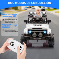 Garvee Coche a Batería 12V para Niños de 3 a 6 Años, Todoterreno Eléctrico con Mando a Distancia Parental, Reproductor Bluetooth y Doble Motor, Blanco