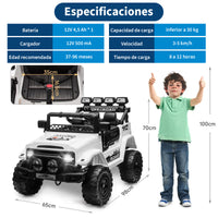 Garvee Coche a Batería 12V para Niños de 3 a 6 Años, Todoterreno Eléctrico con Mando a Distancia Parental, Reproductor Bluetooth y Doble Motor, Blanco