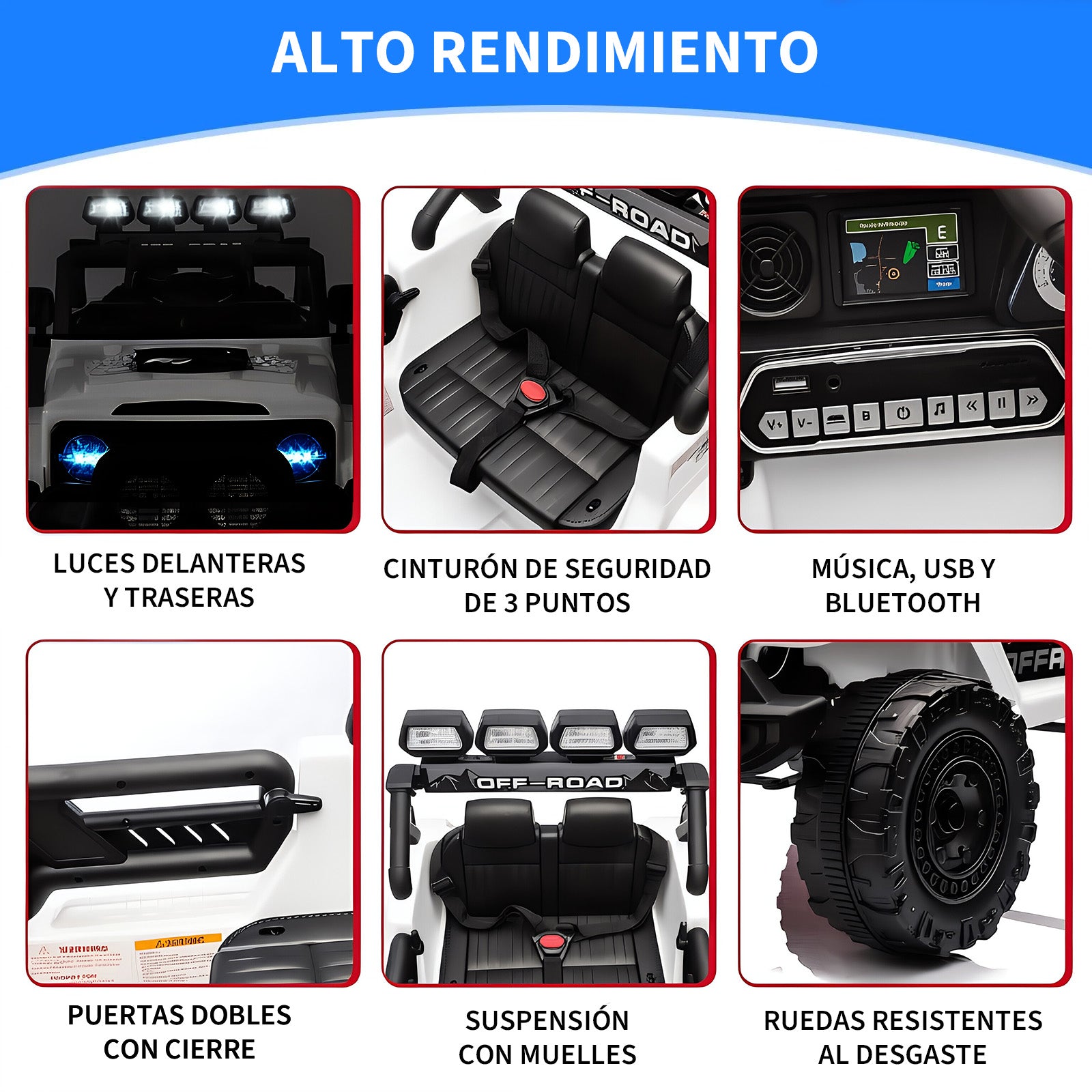Garvee Coche a Batería 12V para Niños de 3 a 6 Años, Todoterreno Eléctrico con Mando a Distancia Parental, Reproductor Bluetooth y Doble Motor, Blanco