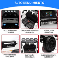 Garvee Coche a Batería 12V para Niños de 3 a 6 Años, Todoterreno Eléctrico con Mando a Distancia Parental, Reproductor Bluetooth y Doble Motor, Blanco