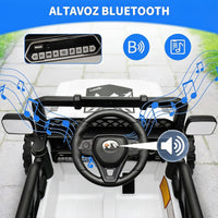 Garvee Coche a Batería 12V para Niños de 3 a 6 Años, Todoterreno Eléctrico con Mando a Distancia Parental, Reproductor Bluetooth y Doble Motor, Blanco