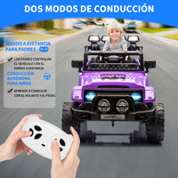 Garvee Coche Eléctrico Infantil 12V con Control Remoto y 3 Velocidades, Doble Motor, Bluetooth, Luces LED y Cinturones de Seguridad, para Niños de 3 a 6 Años, Morado