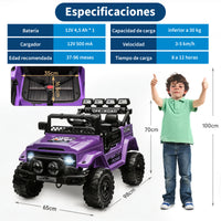 Garvee Coche Eléctrico Infantil 12V con Control Remoto y 3 Velocidades, Doble Motor, Bluetooth, Luces LED y Cinturones de Seguridad, para Niños de 3 a 6 Años, Morado