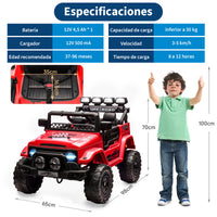 Garvee Coche Eléctrico para Niños 12V, Todoterreno Infantil con Control Remoto 2.4G, Doble Motor, Bluetooth, Luces LED y Arranque Suave, 3-6 Años, Rojo
