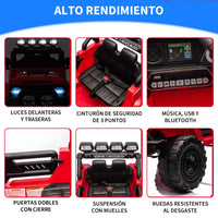 Garvee Coche Eléctrico para Niños 12V, Todoterreno Infantil con Control Remoto 2.4G, Doble Motor, Bluetooth, Luces LED y Arranque Suave, 3-6 Años, Rojo